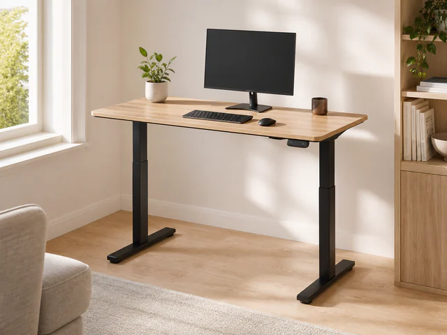 Standing Desk Pro in a home office representing a physical product sold across commerce channels